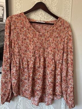 Sonoma Pink Floral Peplum Blouse